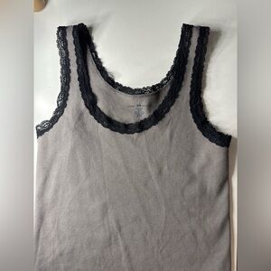 Brandy Melville Charcoal Top with Black Lace